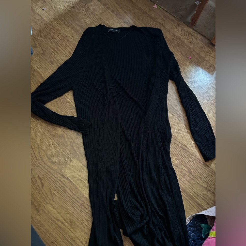Women’s Ribbdd Long Cardigan with Slits
